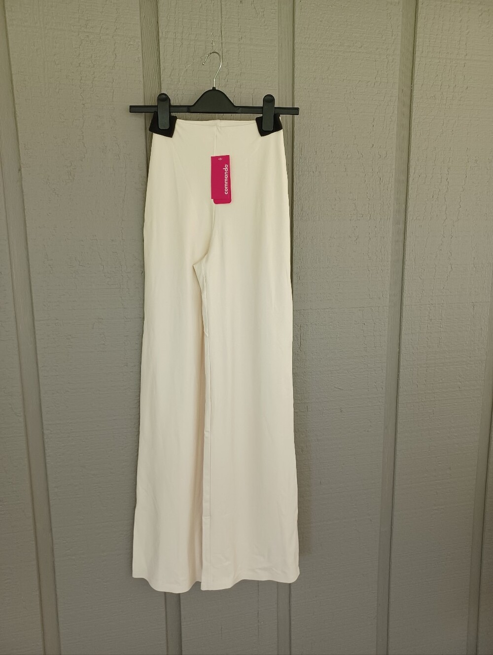Commando Faux Leather Wide Leg Pant Size S Women High Rise Stretch Pull On Ivory